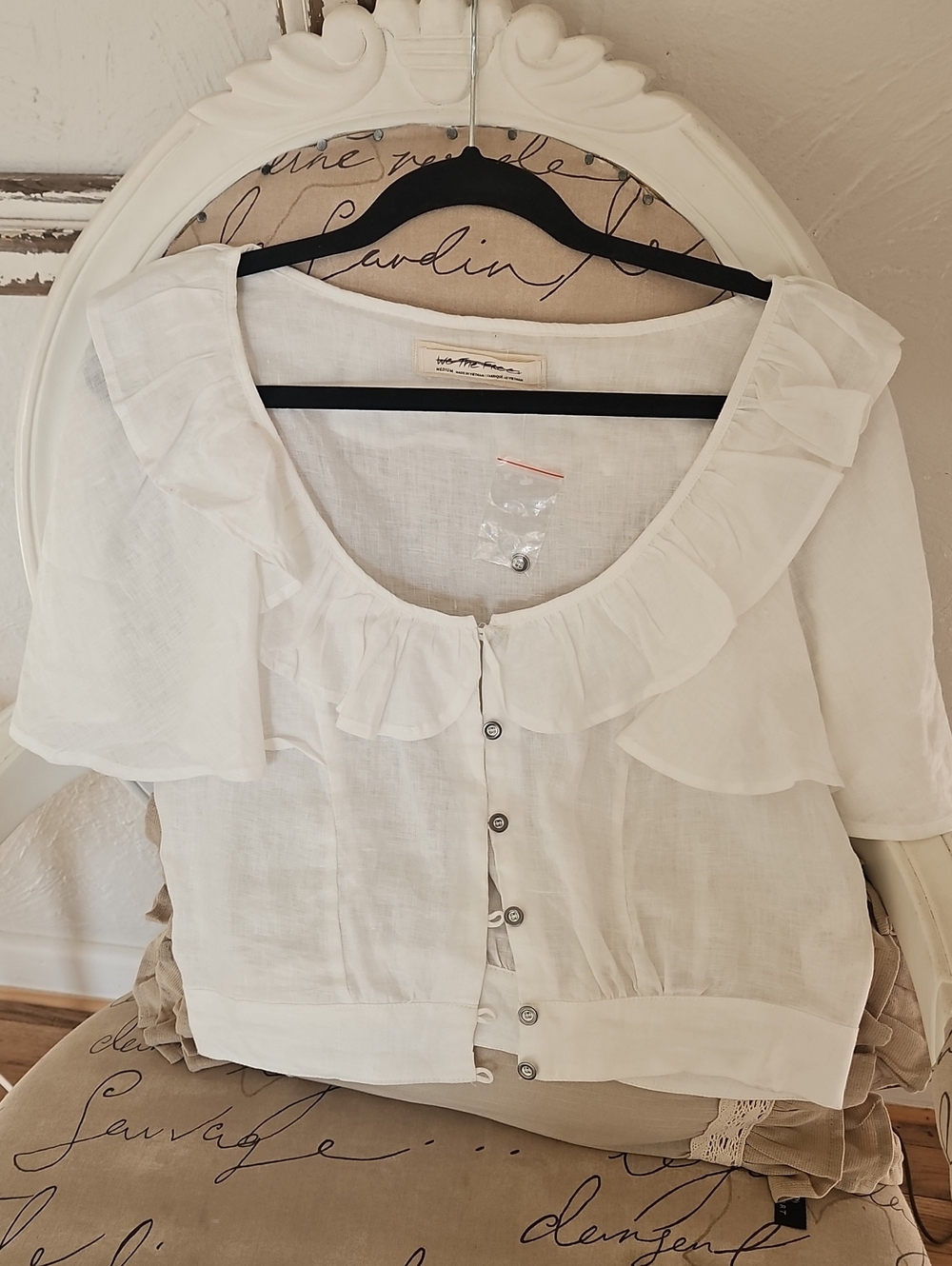 Free People White Ruffled New Top